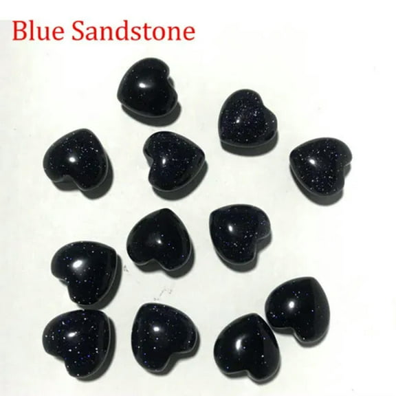 EOEMY 5Pcs Chakra Mini Heart Crystal Pocket Palm Worry Stones Natural Quartz Healing-Blue Sandstone-5Pcs (Random)