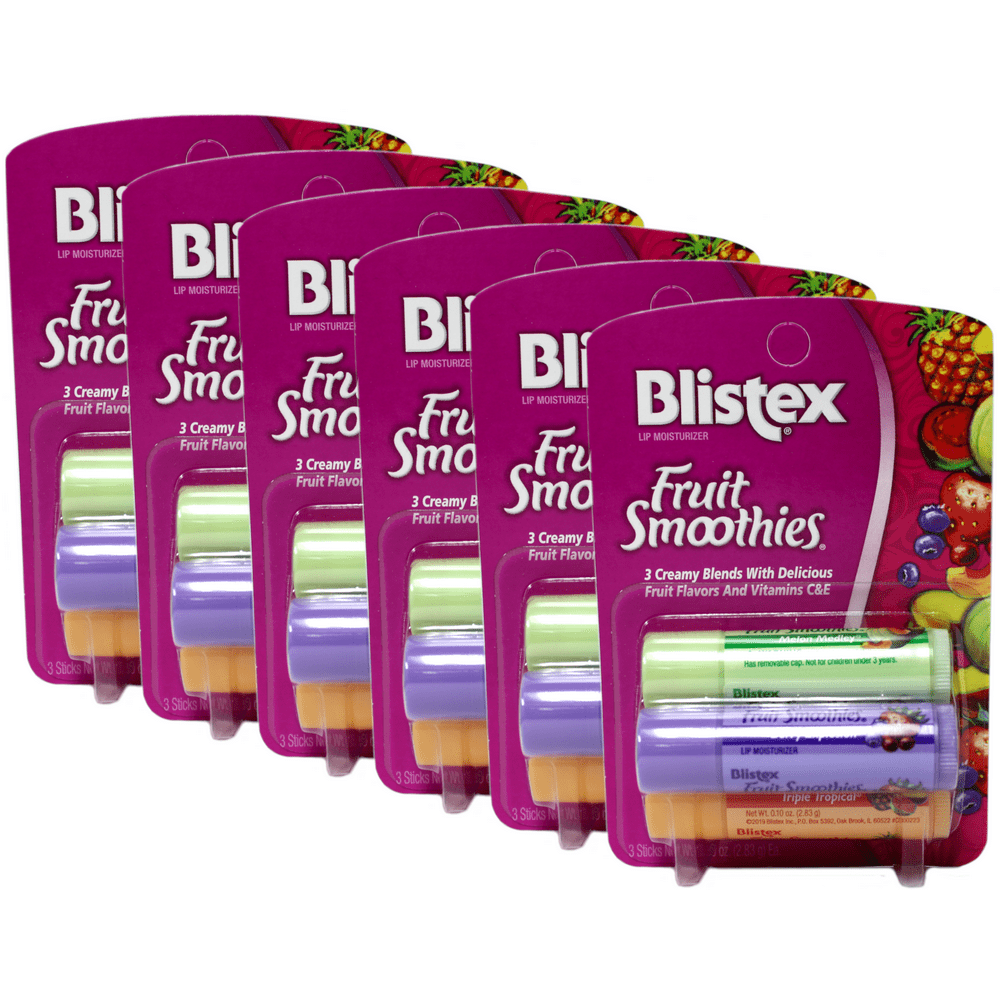 6 Pack Blistex Fruit Smoothies, .1 oz (2.83 g) = 18 Sticks Walmart