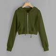thumbnail image 2 of Feancey Cropped Zipper Sweatshirts Womens Hooded Fashion Jackets Lightweight Casual Zip Up Hoodies Fall Long Sleeve Fleece Jacket with Pockets Green 3XL, 2 of 6
