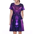 thumbnail image 1 of Disketp Purple Starry Sky Antelope para Vestido de Manga Corta para Mujeres, Vestidos de Verano para Mujeres, Casual y Holgado para la Playa, 1 of 6