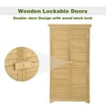 thumbnail image 6 of Outdoor Storage Cabinet, Garden Wood Storage Shed, Outside Vertical Shed with Lockers and 3-Tier Shelves, 63 inch Tall Tool Shed for Patio, Backyard, Balcony, Natural, D6977, 6 of 12
