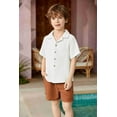 thumbnail image 3 of Arshiner Boys 2Pcs Summer Outfits Short Sleeve Button Down Shirt and Shorts Set Kids Clothes 7-8 Years, 3 of 8