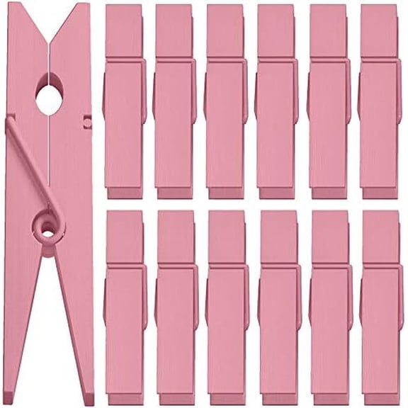 50pcs Craft Wood Clothespins Colored Wooden Photo Clothespins Paper Peg Pins Craft Spring Clips for Home Arts Crafts Decor, 2.75 inches (Baby Pink)