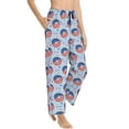 thumbnail image 3 of Cauagu Donut with the USA Fag Pajama Pants for Women Loose Fit Wide Leg Trouser Pants Casual Elastic Waist Drawstring Lounge Pants, 3 of 6