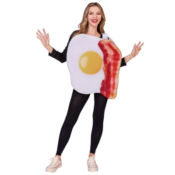 Seasons Halloween Bacon and Eggs Costume for Adults, Funny Food for Unisex Adult, One Size