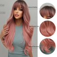 thumbnail image 4 of Pelucas sintéticas onduladas con flequillo para mujer, peluca larga de color rosa degradado, cabello falso para fiesta de Cosplay, fibra resistente al calor, 4 of 4