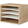 thumbnail image 2 of Wood Desk Paper Organizer with 4 Tiers Storage, Desktop File Holder, Document Letter Sorter Tray with Adjustable Shelves, Home Office Wooden Mail Rack, 2 of 8