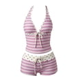 thumbnail image 6 of Leey-World 2 Piece Y2k Polka Dot Halter Bikini with Shorts 2000s Bathing Suit Set Summer Vacation Cute Beach Tankini Swimsuit(Light Pink,XL), 6 of 6