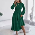 thumbnail image 1 of huilin Robe Maxi à Manches Longues pour Femme, Couleur Unie, Col Ras du Cou, Décontractée, Ample, Longue, pour Usage Quotidien, 1 of 8