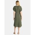 thumbnail image 2 of Time and Tru Women’s Cotton Double Cloth Midi Dress, Sizes XS-XXXL, 2 of 4