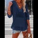 thumbnail image 5 of Sudadera con Capucha para Mujer, de Larga, Cuello en V y Bolsillos, para Playa Azul Oscuro XL, 5 of 8
