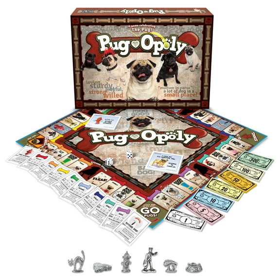 Late for the Sky Pug-Opoly Strategy Board Game, Children 5  Years
