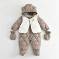 thumbnail image 2 of Favoffer Infant Boys Girls Snowsuit Jackets Coats Hooded Fleece Ski Jumpsuit, Detachable Newborn Winter Warm Water-Repellent Thickening Outfits for Skiing Outdoor Play Party 6-9 Months, 2 of 9
