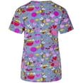 thumbnail image 2 of Minty Mint, Women's, Stretch Printed V-Neck Medical Scrub Top, Grey, S, 2 of 2