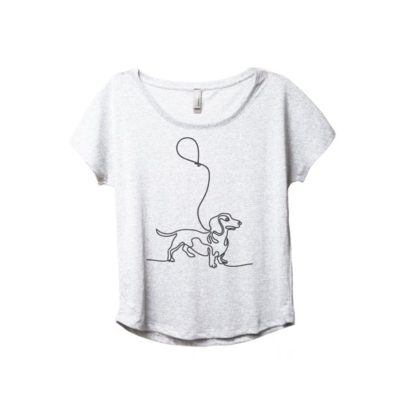 Dachshund Dog Balloon Women's Fashion Slouchy Dolman T-Shirt Tee Heather White 2X-Large