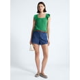 thumbnail image 2 of Free Assembly Women's and Women's Plus High Rise Patch Pocket Denim Shorts, 3" Inseam, Sizes XS-4X, 2 of 5