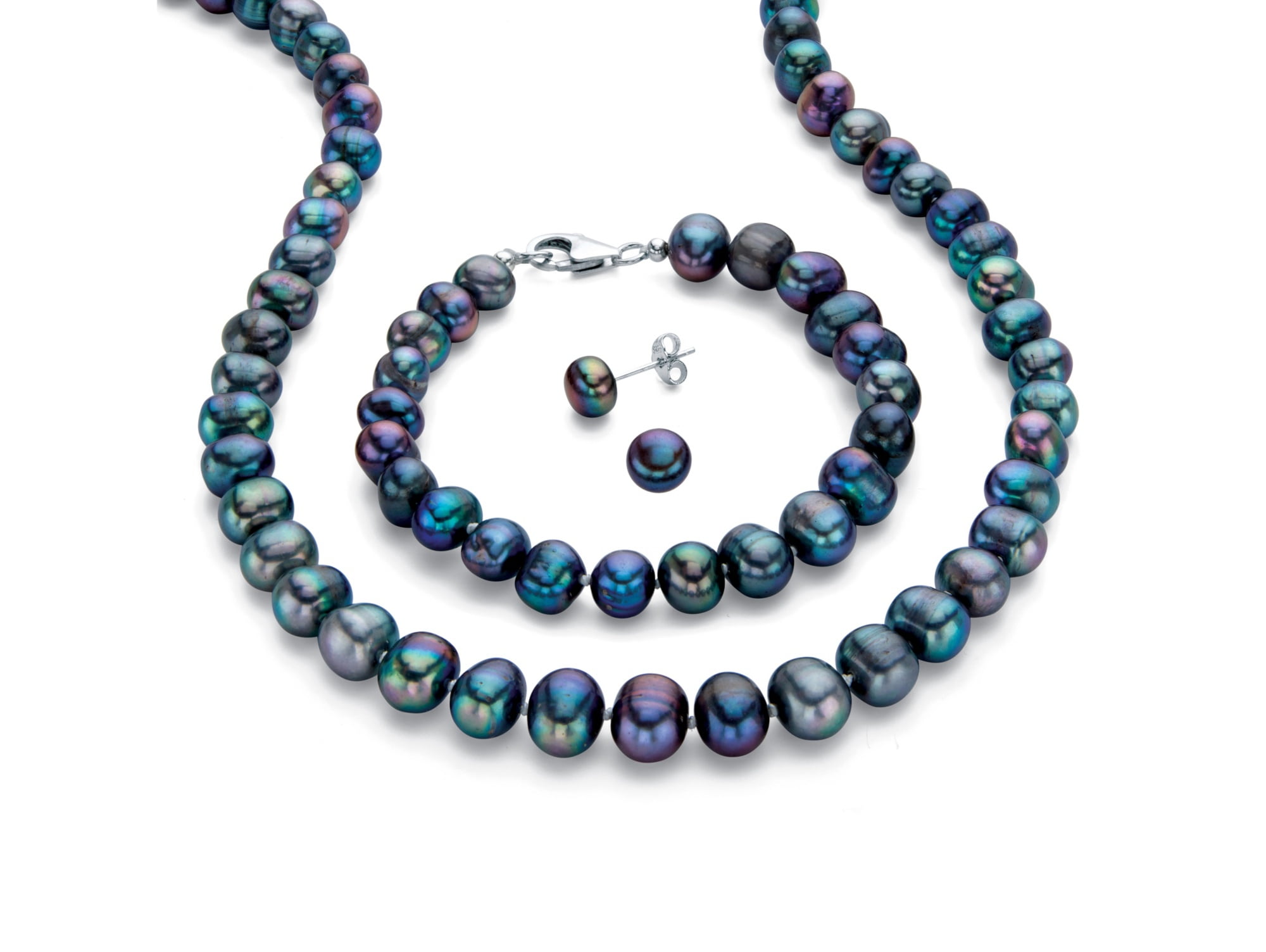 PalmBeach Jewelry Sterling Silver Round Genuine Cultured Freshwater