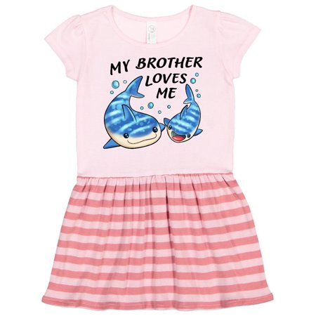 

Inktastic My Brother Loves Me- whale shark Gift Toddler Girl Dress