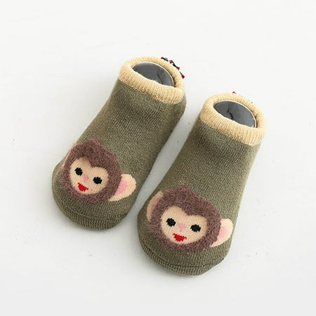 

RUICUW Children Toddler Shoes Autumn And Winter Boys And Girls Floor Socks Plush Cartoon Pattern Warm And Comfortable Solid Color 6-24 Months