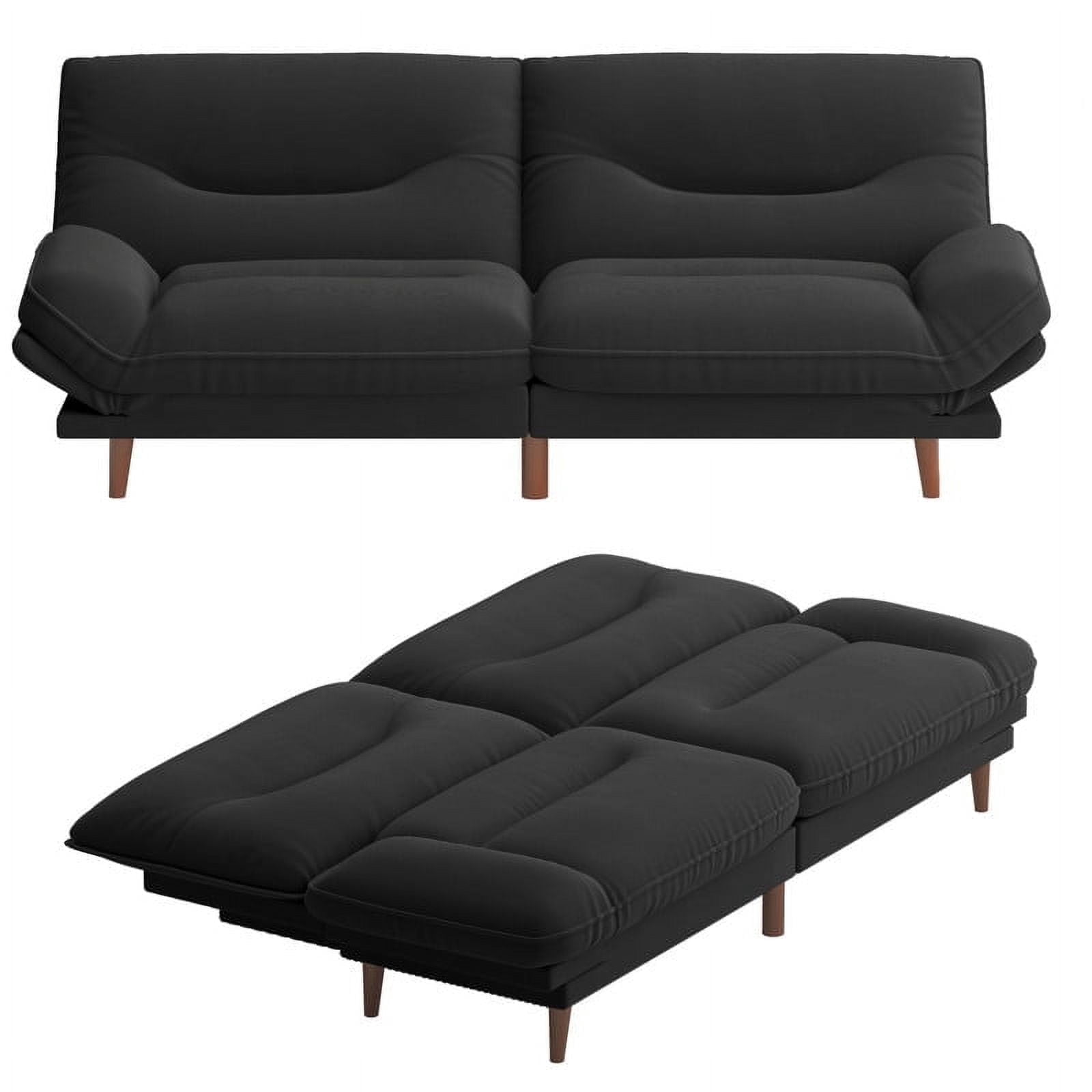 Homall Futon Sofa Bed with Adjustable Backrest & Five Angles Adjustable Armrests Sofa Couch for Small Spaces Living Room Office,Fabric Black