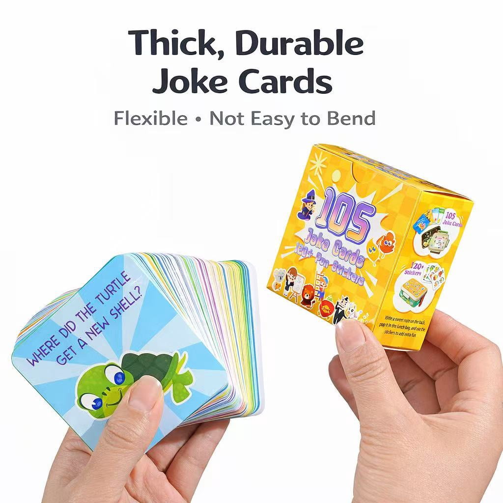 gleaminglife 105 Joke Cards Lunch Box Notes, Funny Pun Joke Cards with 120 Stickers, Daily Humor Cards for School & Gifts