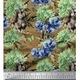 thumbnail image 1 of Soimoi Velvet Fabric Rabbit,Lilac & Pansy Floral Print Sewing Fabric Yard 58 Inch Wide, 1 of 3