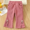 thumbnail image 6 of hotojiny Toddler Baby Girls Corduroy Pants Comfy Bell Bottom Pants Cute Fashion Fleece Lined Warm Flared Trousers, 6 of 7
