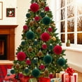 thumbnail image 4 of 72PCS Velvet Christmas Ball Ornaments, 1.2" & 2.4" Flocked Shatterproof Xmas Tree Decor, Multicolor Hanging Balls for Holiday Wedding Party, 4 of 5