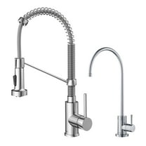 KRAUS Bolden Commercial Style Pull-Down Kitchen Faucet and Purita Water Filter Faucet Combo in Chrome