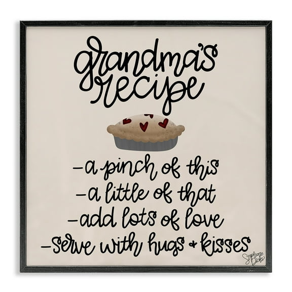 Stupell Industries Grandma's Dessert Recipe Food & Beverage Painting Black Framed Art Print Wall Art, 12 x 12