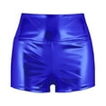 thumbnail image 4 of Fldy Women's Shiny metal High waist Bottoms Sports Gymnastic Workout Shorts Ballet Dance Shorts Blue M, 4 of 7