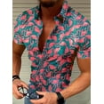 thumbnail image 2 of Camisa de hombre, camisa hawaiana con estampado de flamencos en 3D, ropa informal de exterior de manga corta con estampado, ropa de diseñador, ropa informal estilo Harajuku, 2 of 4