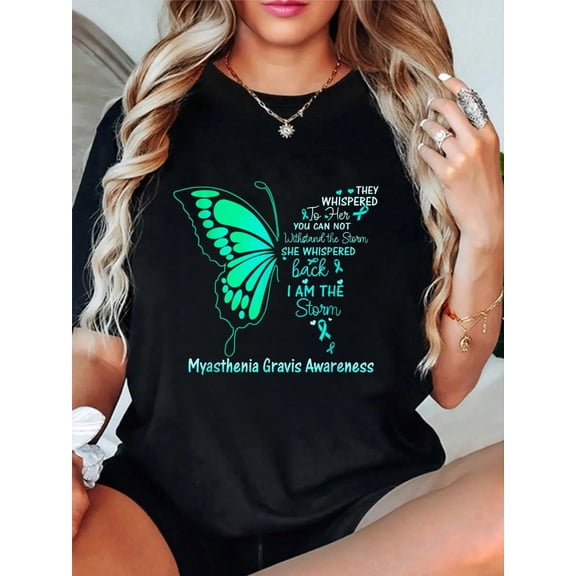 100% Cotton Myasthenia Gravis I Am The Storm T-Shirt Printed Cotton T-Shirts For Summer, Soft And Breathable,