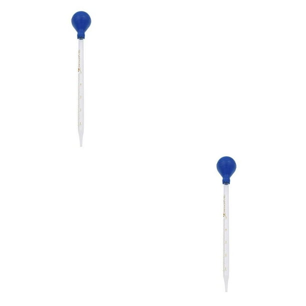 Riwesomey Pipeta cuentagotas de línea de escala de vidrio de 5ml, pipeta cuentagotas de laboratorio, pipetas de cabeza de goma azul 1 PC 2piezas