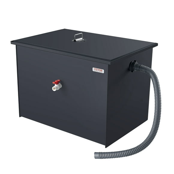 VEVOR Commercial Grease Trap, 30 LBS Grease Interceptor, Side Inlet Interceptor, Under Sink Carbon Steel Grease Trap, 10.8 GPM Waste Water Oil-water Separator