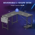 thumbnail image 4 of CONCETTA 49 Inch Modern L Shaped Computer Desk with Lower Storage Shelf & Side Bag, Two-Way Convertible Corner Gaming Table for Home Office, Black, 4 of 8