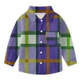 thumbnail image 5 of MKOSPLRT Toddler Kids Plaid Button Down Shirts 6M-8Y Girls Boys Lapel T Shirts Long Sleeve Color Block Flannel Print Shirts with Pocket, 5 of 10