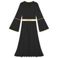 thumbnail image 6 of iiniim Women's Angel Costume Gold Trim Long Sleeve Tunic Gown Worship Praise Dance Dress Black XXL, 6 of 7