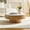 35.43"Natural + White, variant on Mirightone 31.49'' Modern Round Burl Wood Veneer Coffee Table, Farmhouse Round Coffee Table with Sturdy Pedestal for Living Room Office Apartment, Walnut