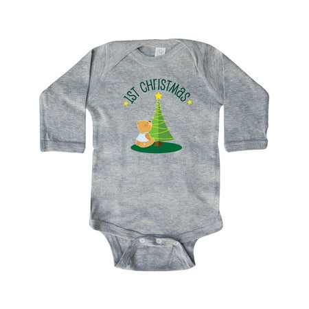 

Inktastic 1st Christmas Baby Boy Bear Outfit Gift Baby Boy or Baby Girl Long Sleeve Bodysuit