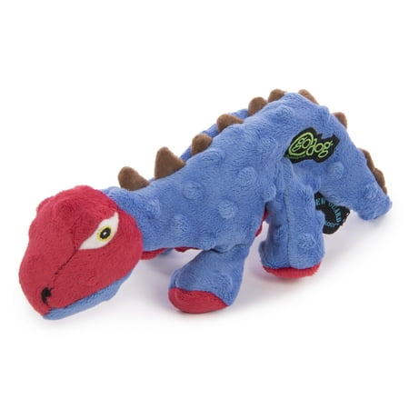 goDog Dinos Spike Durable Plush Squeaker Chew Guard Dog Toy, Small