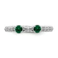 thumbnail image 4 of 925 Sterling Silver Stackable Expressions Created Emerald Two Stone Ring Size: 9; for Adults and Teens; for Women and Men, 4 of 5
