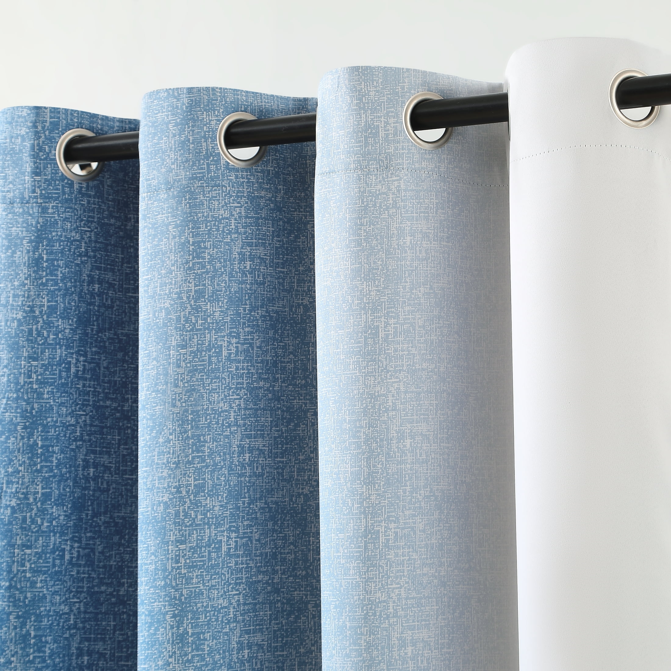 Junvictex Ombre Blue Blackout Curtains, Grommet Style, Triple Weave with Black Layer for Superior Light Blocking and Heat Absorption, Perfect for Bedrooms,54"x84"