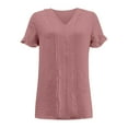 thumbnail image 5 of Mode Femme T-Shirt Col en V - Ajusté, Manches Courtes avec Ourlet à Volants pour Style Décontracté, 5 of 5