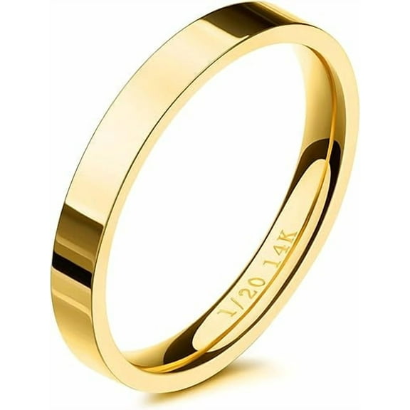 NS Enterprise 3mm 14K Gold Filled Ring for Women – Dainty Thin Stacking Band, Non-Tarnish Gold Thumb & Pinky Ring – Comfort Fit, Sizes 5–11