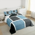 thumbnail image 4 of Feelyou Adult Chic Plaid Bedding Comforter Set, Fashion Artwork Buffalo Twin Comforter Sets, Blue Grey Abstract Ombre Reversible Bedding Set, Breathable Home Decor, 2pcs, 4 of 9