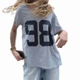 thumbnail image 3 of Women'S Oversized Off Shoulder Shirt Crewneck Number Graphic T Shirt Y2k Summer Going Out Tops Blue Round Neck L, 3 of 9