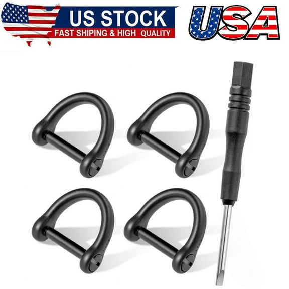 D Ring Keychain with Screw Shackle, D Shape Durable Key Ring for Car Key DIY