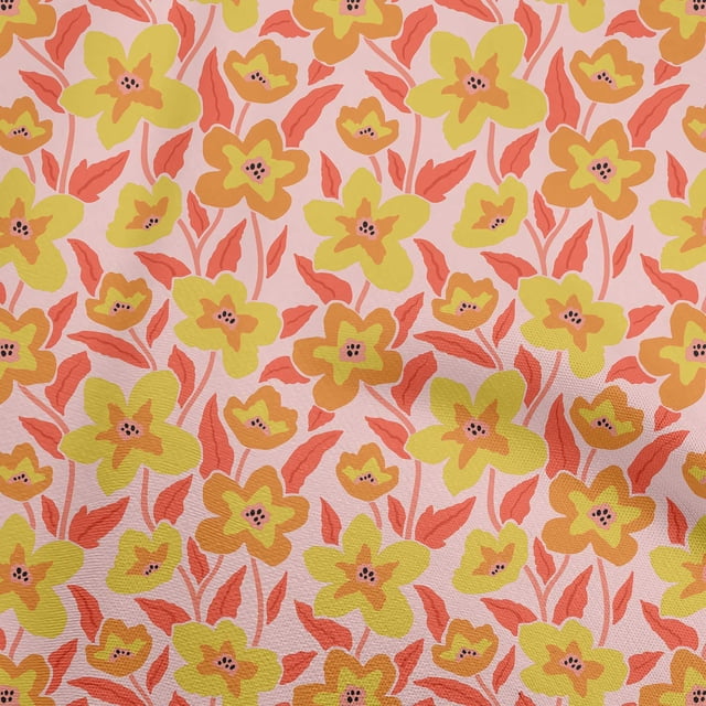 oneOone Georgette Viscose Medium Yellow Fabric Floral Sewing Craft Projects Fabric Prints By Yard 42 Inch Wide