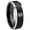 Black 2 Tone Beveled Edge, variant on Fire Department Pattern Dome Brushed Finish Blue Tungsten Ring 10MM